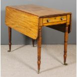 A George III Mahogany Pembroke Table, with triple reeded edge to top, fitted one real and one