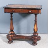 An Early Victorian "Irish" Arbutus, Rosewood and Marquetry Topped Rectangular Library Table, the top