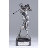 Wilhelm Zwick (fl. 1930's) Plated Metal Figure of a Golfer in Plus Fours, on octagonal base, 12.