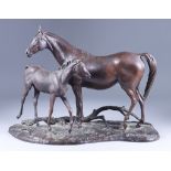 Pamela H. du Boulay (20th Century English School) - Brown patinated bronze equestrian group of