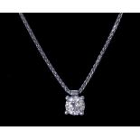 A Solitaire Diamond Pendant, Modern, in 18ct white gold mount, set with a round brilliant cut
