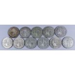 Eleven George V Half Crowns, mostly fine unless specified, 1920, 1927, 1928 (2), 1929 (3) one VF/EF,