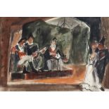 ***Nancy Carline (1909-2004) - Pastel and three watercolours - "Cabaret", 12ins x 18ins, titled