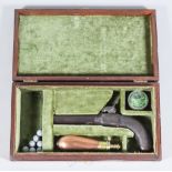 A 19th Century .46 Calibre Continental Percussion Turn Barrel Pocket Pistol, 3ins plain steel