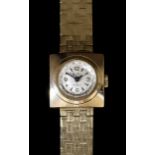 A Lady's Bentima Manual Wind Wristwatch, the silvered dial with Arabic baton numerals, 18mm square