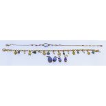 Two 18ct Gold Bracelets, Modern, one set with turquoise stones and pearls, 190mm overall, the