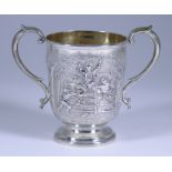 A Victorian Silver Two-Handled Cup, by Daniel & Charles Houle, London 1868, chased and embossed with