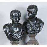 A Good Pair of 18th/19th Century Italian "Grand Tour" Bronze Busts of Geta and Plautilla in the