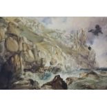 Davidson (19th Century English School) - Watercolour sketch - "East Cliff, Hastings", 11ins x 16.