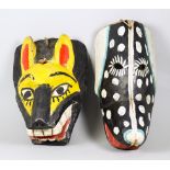 Two Mexican/Guatemalan Carved and Painted Wooden Festival Masks, 20th Century - Tigre (jaguar),