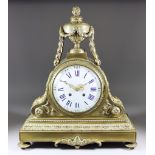 A 19th Century French Brass Cased Mantel Clock, by Japy Freres, No. 333, the 7ins diameter white