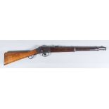 An 1895 .46 Calibre Martini Action Enfield Rifle, 21ins blued steel barrel with elevating sights,