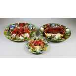 A Pair of Portuguese Lead Glazed Pottery Hanging Dishes of Palissy Type, Late 19th Century, one