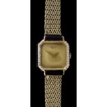 A Lady's Chopard Wristwatch, 18ct Gold Cased, with gold dial, case set on both sides with