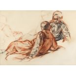 ARR Augustus Edwin John (1878-1961) - Charcoal and red chalk drawing - Two reclining figures,