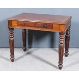 An Early Victorian Mahogany Library Table, the plain top with moulded edges and rounded corners,