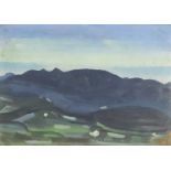 Derwent Lees (1885-1931 - Australian) - Oil painting - "Welsh Landscape No. ?" - Landscape in blue