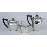 A George VI Silver Rectangular Three-Piece Part Tea Service, by Martin, Hall & Co, Birmingham