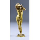 Alexandre Falguiere (1831-1900) - Gilt bronze standing figure - "Phryne", on circular base, 7.