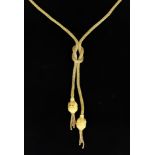 An Italian 18ct Gold Necklace, Modern, the woven rope chain, 740mm overall, finished with two