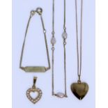 A Mixed Lot of 18ct Gold Jewellery, Modern, comprising - baroque pearl set necklace, 390mm, a