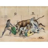 Early 19th Century School - Four coloured engravings - Spanish bullfighting, each 5ins x 6.75ins,