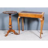 A Victorian Walnut Circular Stand Table, with twelve sided tray top, the centre inlaid in figured