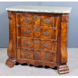 A Late 18th/Early 19th Century Dutch Walnut Commode, with replacement green figured marble slab to