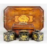 An early George III Mahogany Rectangular Tea Caddy, the incurved lid with ebonised mouldings and