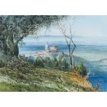 Samuel Lucas Jr. (1840-1919) - Watercolour - "Castel Gandolfo and Alban Lake", 9.5ins x 13.25ins,