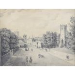 W. R. Robinson (Early 19th Century) - Pencil sketch - Townscape with churches, buildings and