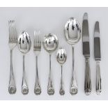 An Elizabeth II Silver Shell Pattern Table Service for Eight Place Settings, by M.D.Q. Sheffield