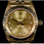 A Lady's Rolex Oyster Perpetual Wristwatch, 1983, 18ct Gold Case, Serial No. 76198, champagne dial