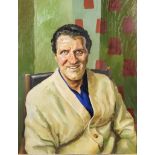 20th Century English School - Oil painting - Shoulder length portrait of comedian Tommy Cooper (