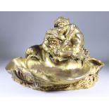 Gustav Frederic Michel (1851-1924) - Gilt bronze vide-poche modelled with two River Gods wrestling
