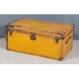 A Good 1920's Louis Vuitton Brown Cloth, Leather Bound and Brass Studded Cabin Trunk, Serial No.