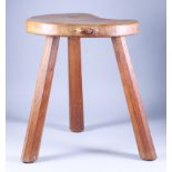 A Mid 20th Century Oak Stool by Robert "Mouseman" Thompson of Kilburn, the kidney shaped seat carved