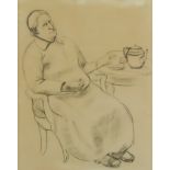 ***Dorothy Hepworth (1898-1978) - Pencil drawing - "Old Mrs Barnes" - Mrs Barnes, Stanley Spencer'