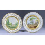 Two Meissen Porcelain Cabinet Plates, Early 19th Century, both enamelled in colours, one with a