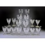 A Part Suite of Table Drinking Glasses with Slice Cut Bowls, 20th Century, comprising - eight