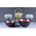 Suleyman Saba (20th/21st Century) - Five stoneware pots, including - two tone bowl with oil spot and