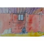 ***John Randall Bratby (1928-1992) - Watercolour - "Girl Reading a Letter in Hay Barn", signed in