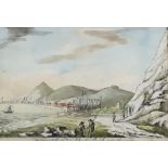 John Nixon (circa 1750-1818) - Watercolour - "The Town and Harbour of Dover. Taken from the Cliffs