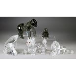 Two Swarovski Smokey Crystal Models - "Endangered Wildlife - Gorillas", 4.25ins and 2.5ins high, and