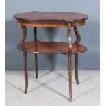 An Edwardian Inlaid Mahogany Two-Tier Occasional Table of Bold Shaped Outline, the upper tier inlaid