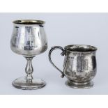 An Elizabeth II Silver Goblet and George V Silver Christening Mug, the goblet by A.T. Canon,