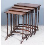 A Nest of Four Mahogany Rectangular Occasional Tables of "Georgian" Design, with moulded edges and