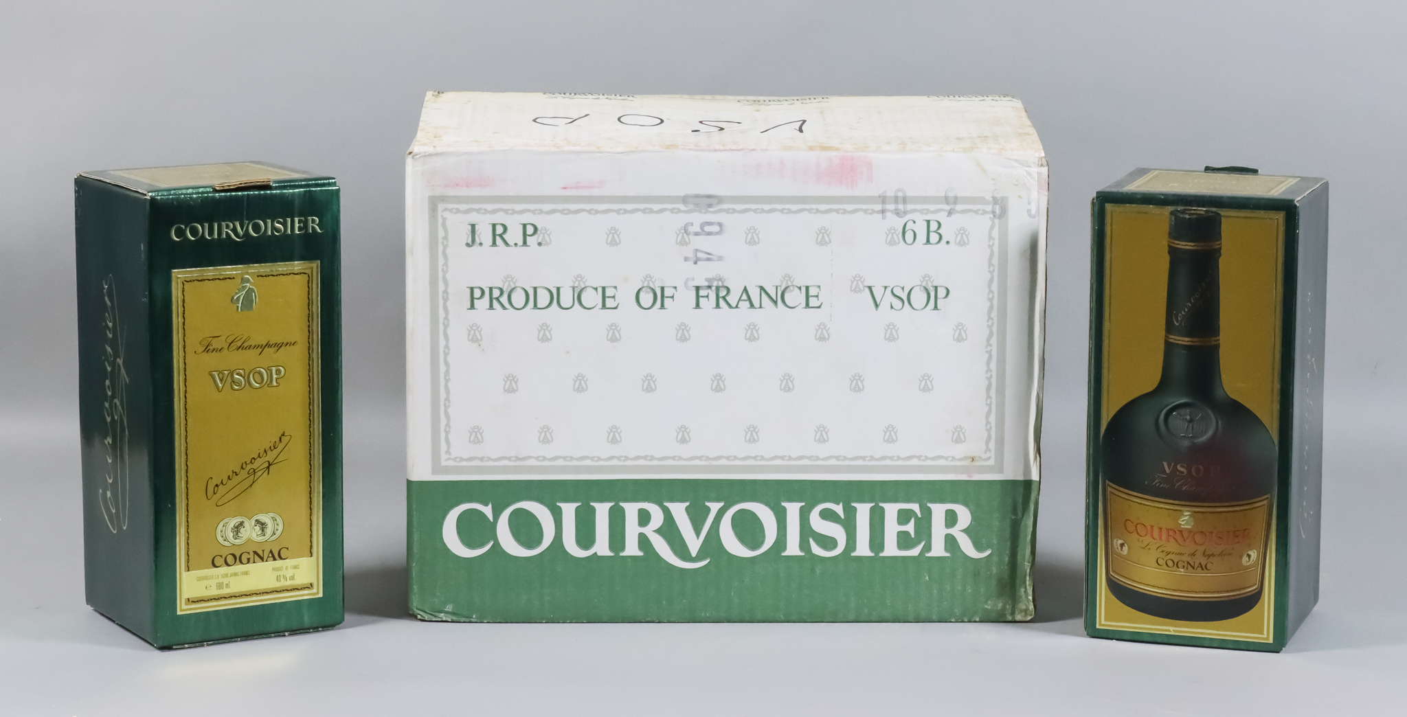 Eight bottles of Courvoisier V.S.O.P. Fine Champagne Cognac, in presentation boxes