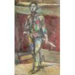 ***Nancy Carline (1909-2004) - Oil painting - "Harlequin" - Full length portrait of a theatrical