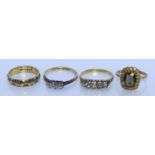Four Lady's Rings, Modern, comprising - 18ct gold five stone diamond ring, approximate weight .